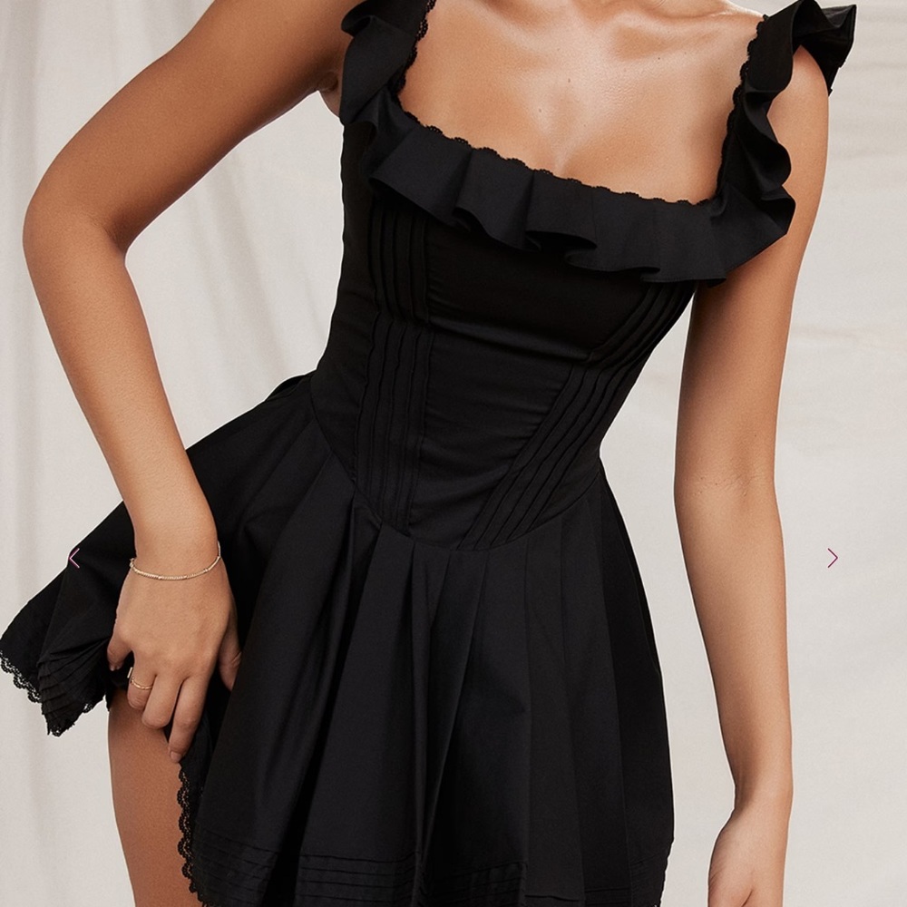 House of CB Black Ruffle Mini Dress